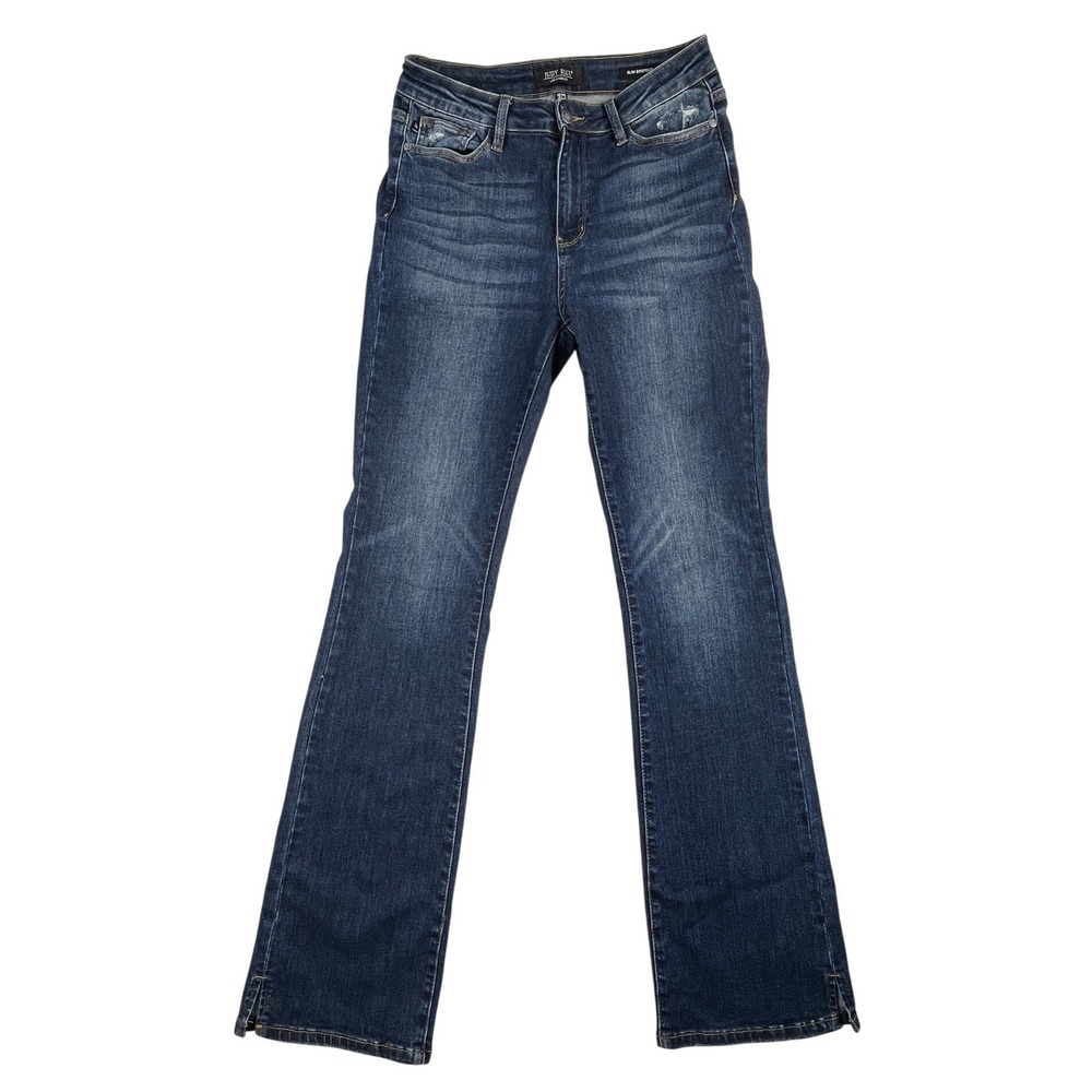 Judy Blue Slim Bootcut Jeans Dark Blue Wash Distressed 9/29 30x32.5 JB88290-L